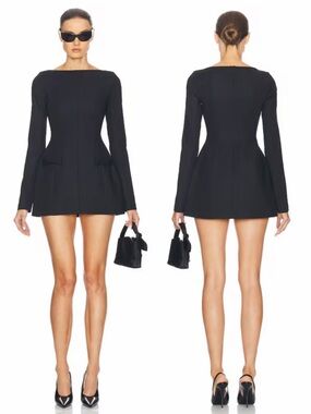 Helsa The Parasol Black Mini Dress Size Small Long Sleeve